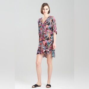 Natori Phoenix Challis Sleepshirt Multicolor Paisley Tunic Large Colorful